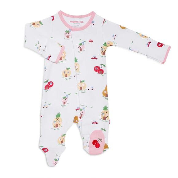Magnetic Me White + Pink Home Sweet Home Fruit Print Cotton Sleeper - 0 to 3 M - Picture 1 of 7